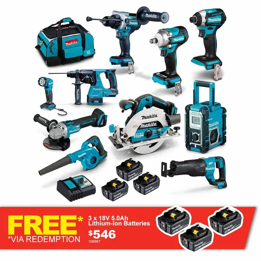 18V BRUSHLESS 10 PIECE 3 X 5.0AH COMBO KIT DLX1042TX1