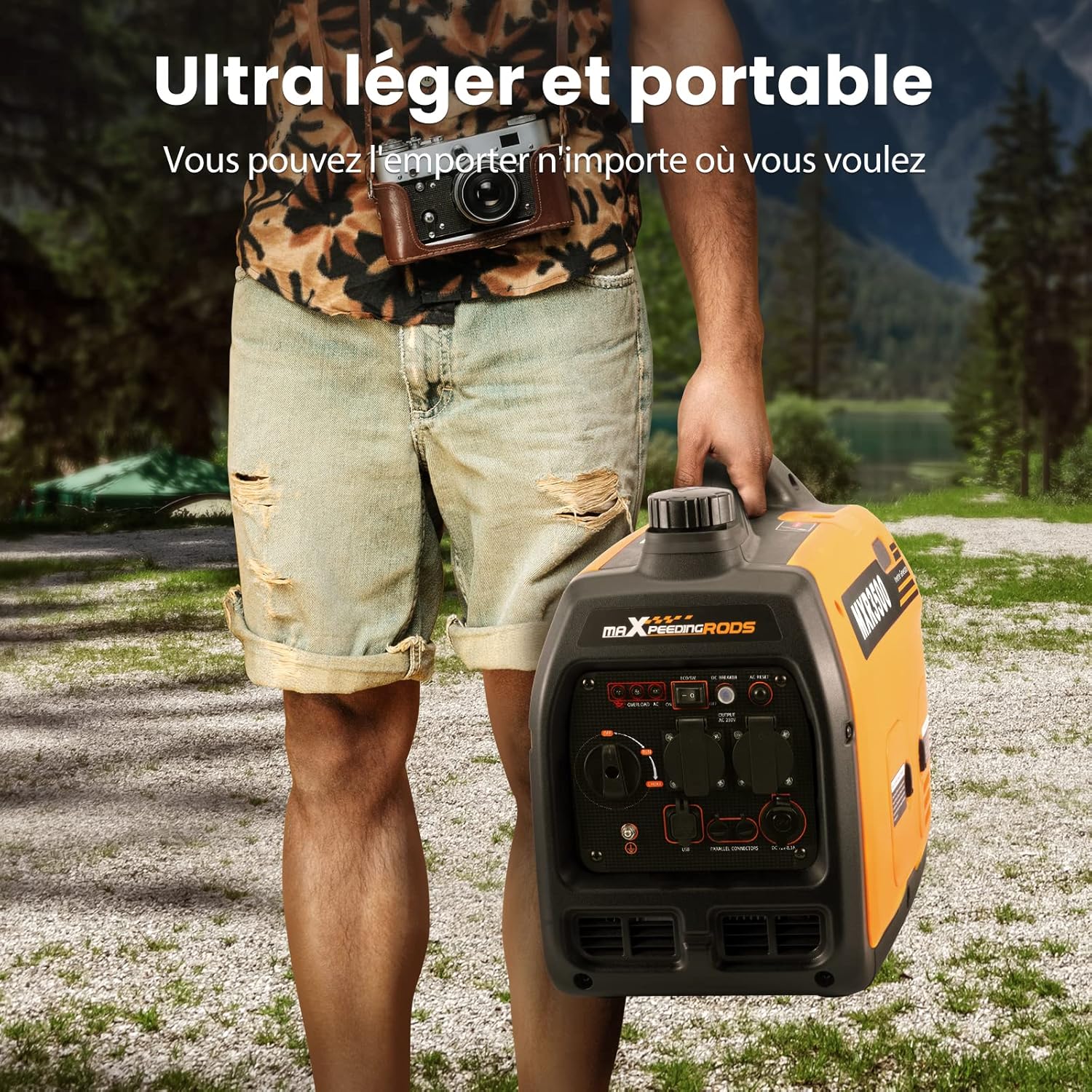 maXpeedingrods 3300W Groupe Electrogene Silencieux Inverter Essence avec Prises USB et 230V Générateur Electrique 4 Temps Generator Léger Secours pour les Caravanes, Garage, Jardin, Camping – Image 3