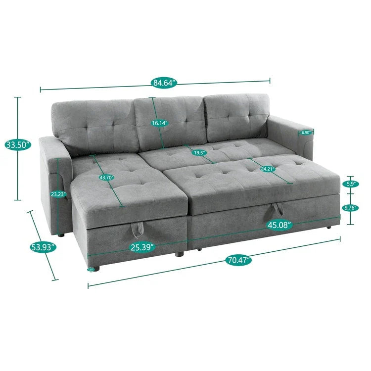 Convertible Reversible Sectional Sofa with Pull-Out Sleeper Bed, Hidden Storage Chaise, and Durable Legs – Image 8