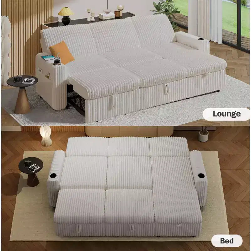 L-Shaped Sectional Sleeper Sofa with Pull-Out Bed, USB Ports & Storage – Image 11