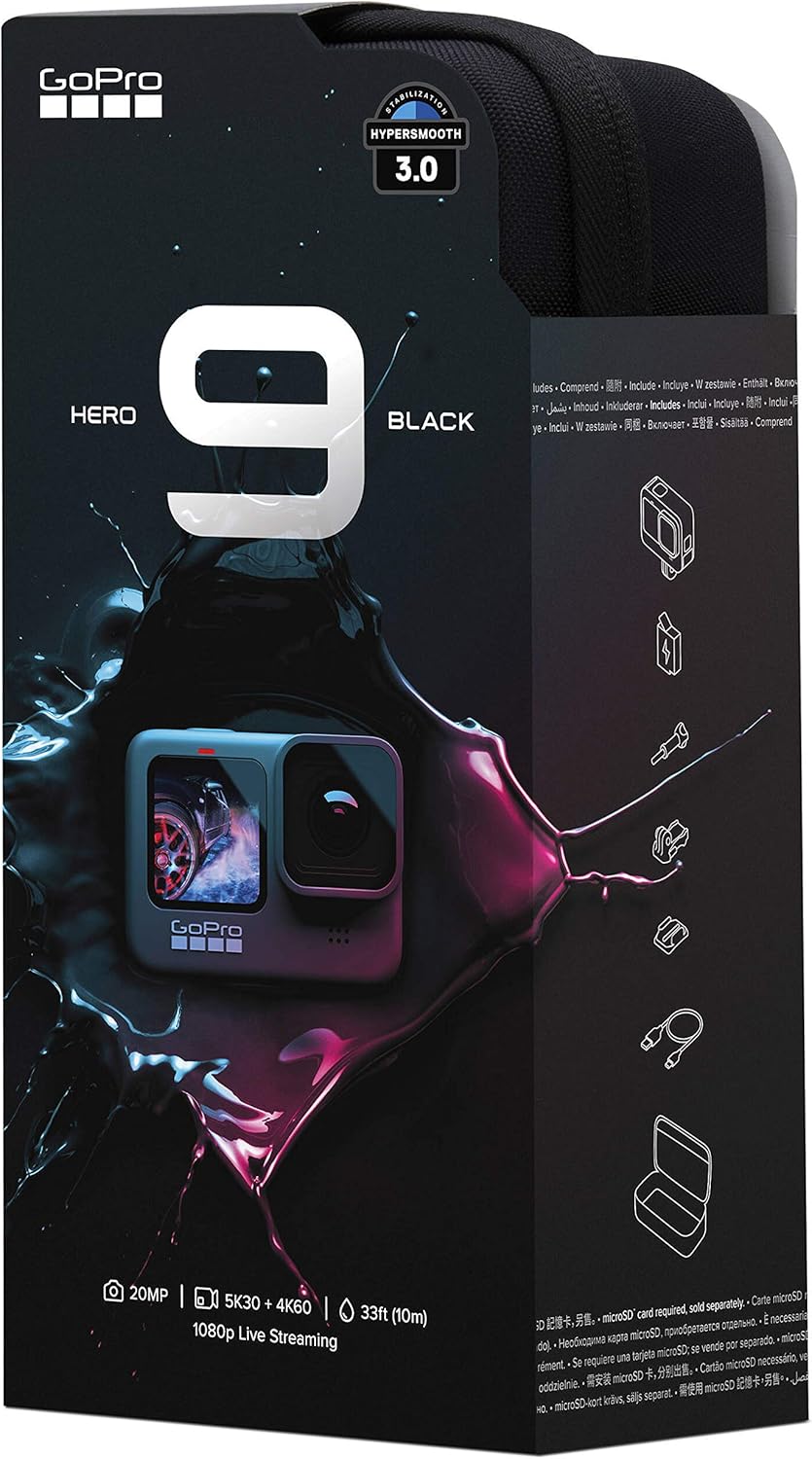 GoPro HERO9 - Caméra de sport étanche avec écran LCD avant et écran tactile arrière, vidéo Ultra HD 5K, photos 20 MP, diffusion en direct 1080p, webcam, stabilisation, noir – Image 8