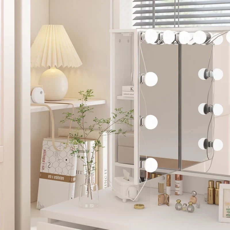 Luxurious LED Makeup Vanity with 9 Drawers Elegant Makeup Station – Image 6