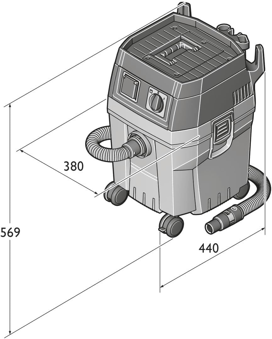 FEIN Dustex 35 L, Aspirateur eau et poussières puissant pour le raccordement d'outils électroportatifs en atelier ou sur chantier. Câble avec fiche 7.5 m, Puissance absorbée 1 380 W – Image 7