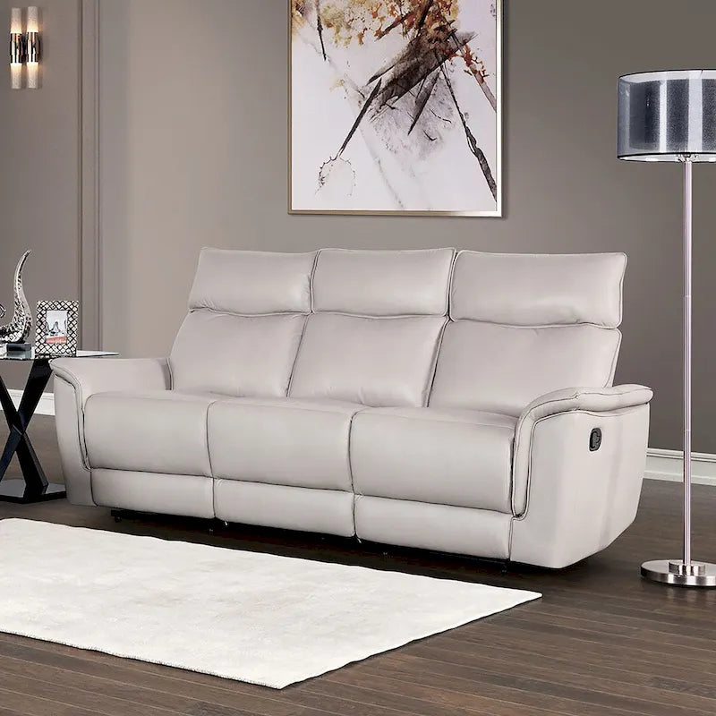 Furniture of America Marty Modern Leather Match Manual Reclining Sofa with Flared Padded Arms – Image 2