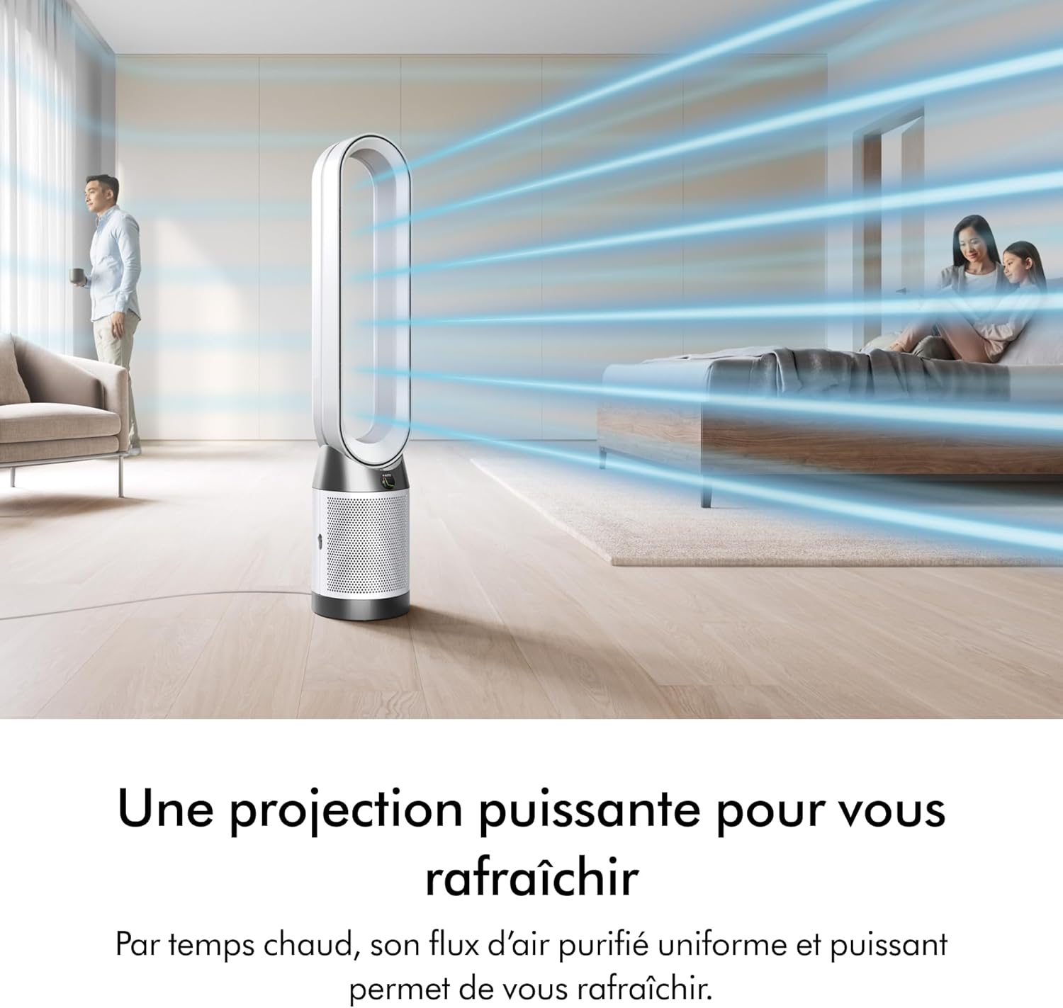 Dyson Purifier Cool PC1 ventilateur, purificateur d’air avec flux d’air rafraîchissant puissant (Blanc/Argent) – Image 3