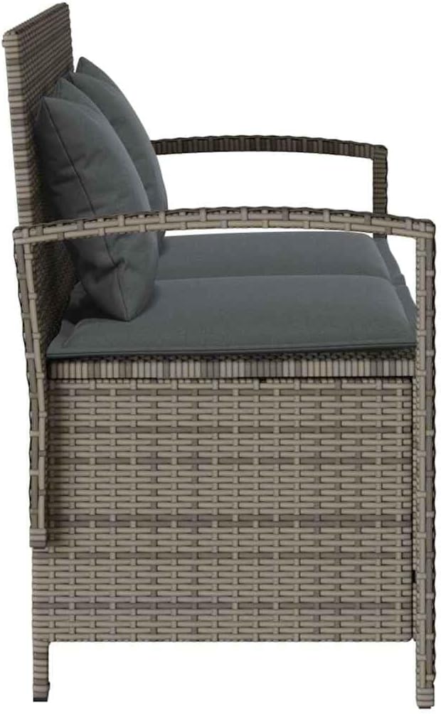 vidaXL Banc de Rangement de Jardin avec Coussin Gris résine tressée, Banc de Jardin, Banc de Jardin, Banc de Patio, Banc d'extérieur, Banc de Parc – Image 7