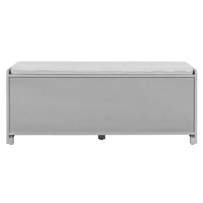 Whisen Rustic Wood Storage Bench, Entryway Shoe Bench with Removable Cushion, Adjustable Shelves – Image 55