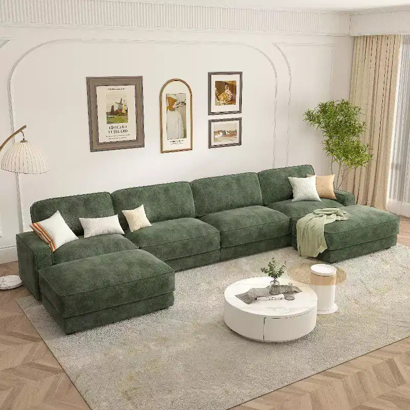 Dyonery 158 Extra Large Modular Sectional Sofa, CHENILLE Fabric with Deep Seat, Tool-Free Assembly – Image 4
