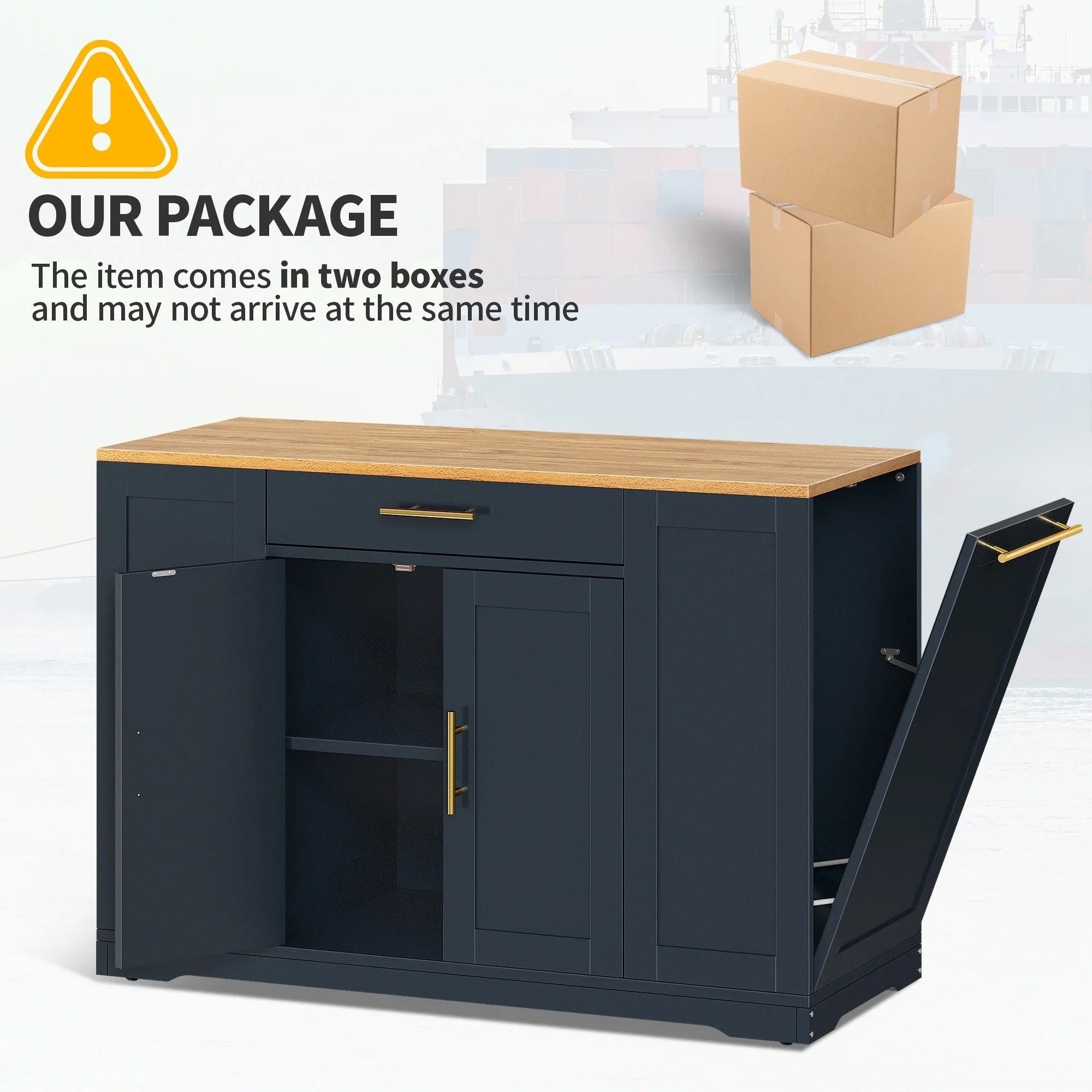 Moasis 53-inch Rolling Kitchen Island Storage Cabinet Portable Mobile Kitchen Cart – Image 37