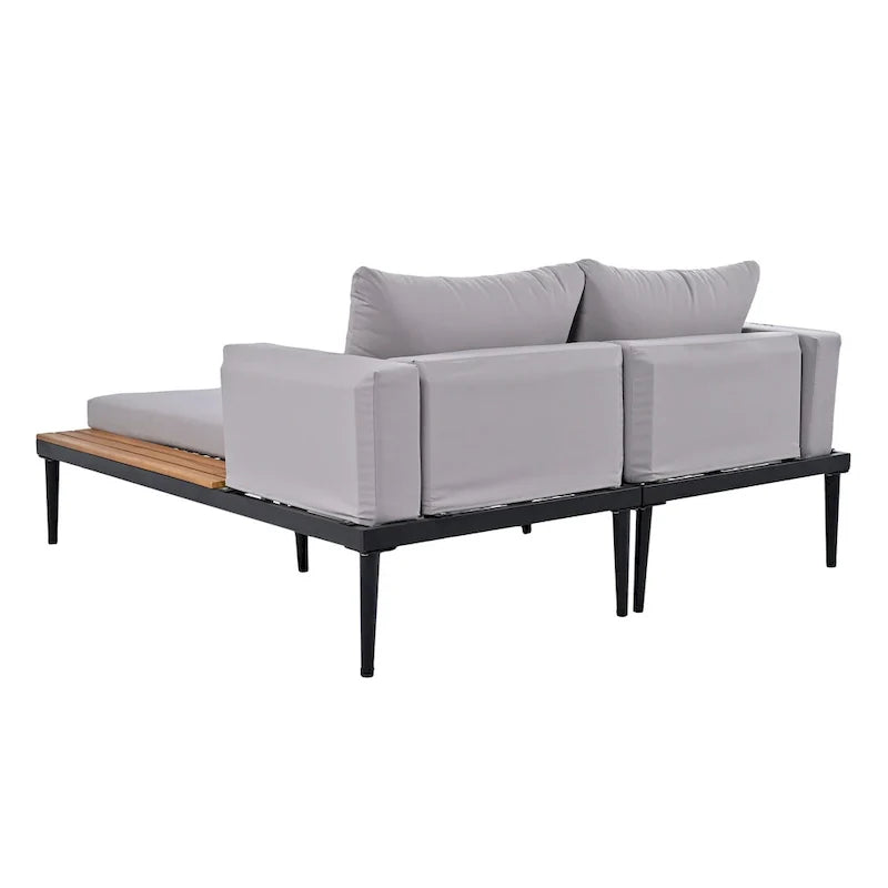 Outdoor Daybed Patio Metal Sun Lounger, 2 in 1 Padded Chaise Lounges, Garden Outdoor Chaise Lounges, Poolside Sunlounger – Image 24