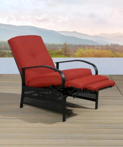 Adjustable Recliner Lounge Chair Patio Lounge Sofa with Cushion - 38 (D) x 26.5 (W) x 38.5 (H) INCH