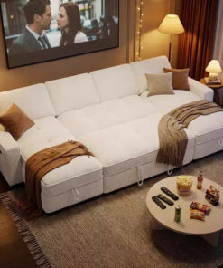 104 U-Shaped Convertible Sleeper Sofa Bed with Storage