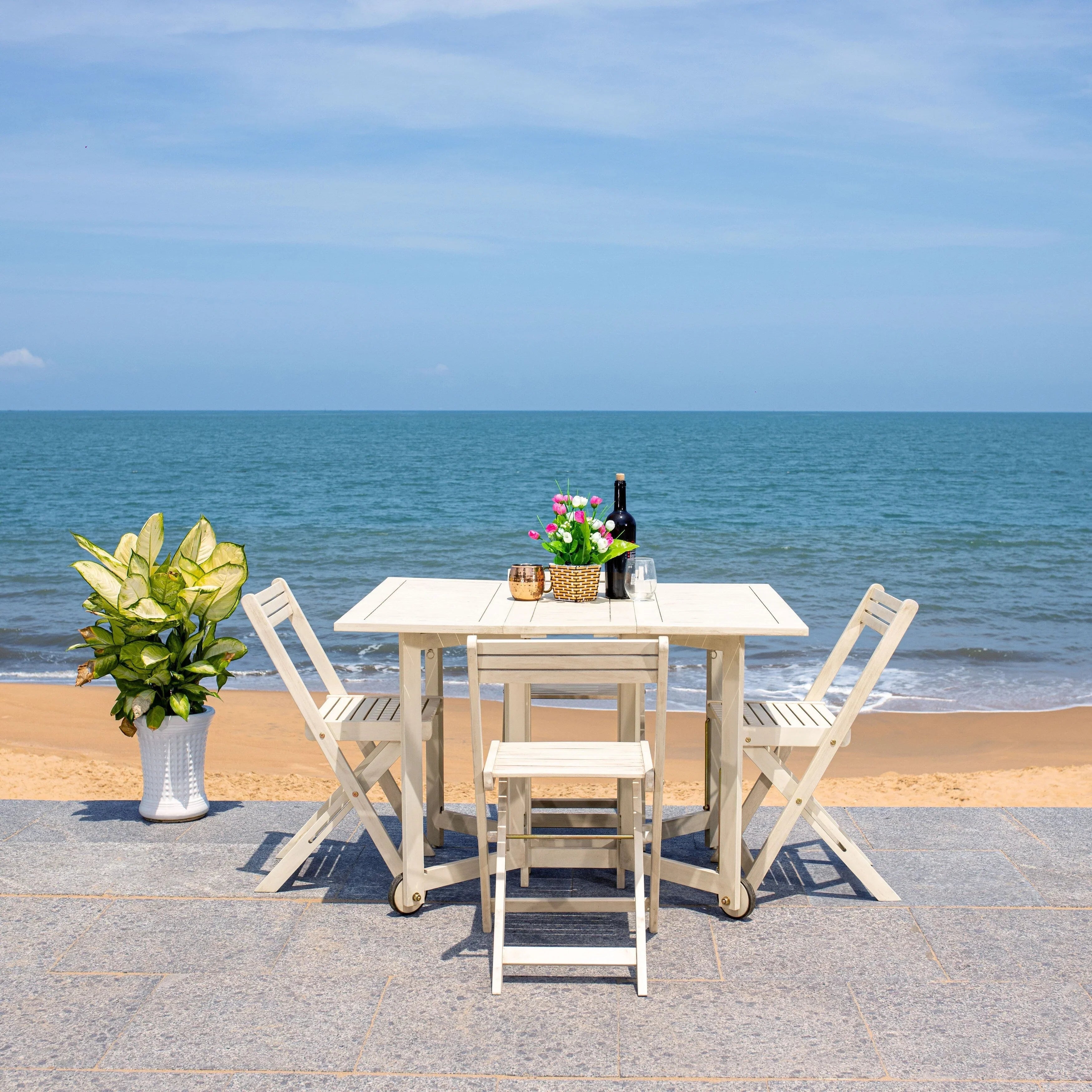 SAFAVIEH Outdoor Brandy 5-Piece Outdoor Dining Table Set - 43Wx35Dx29H – Image 42