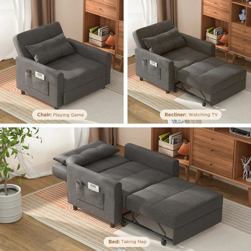 3-in-1 Adjustable Sleeper Sofa Bed, Pull Out Chair Sofa, Convertible Folding Bed for Living Room – Image 67