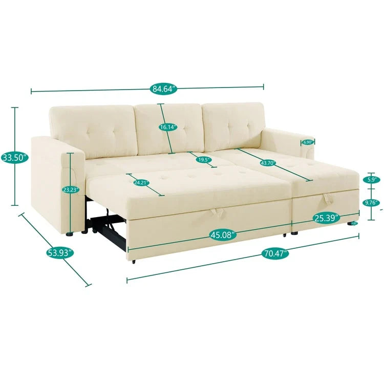 Convertible Reversible Sectional Sofa with Pull-Out Sleeper Bed, Hidden Storage Chaise, and Durable Legs – Image 135
