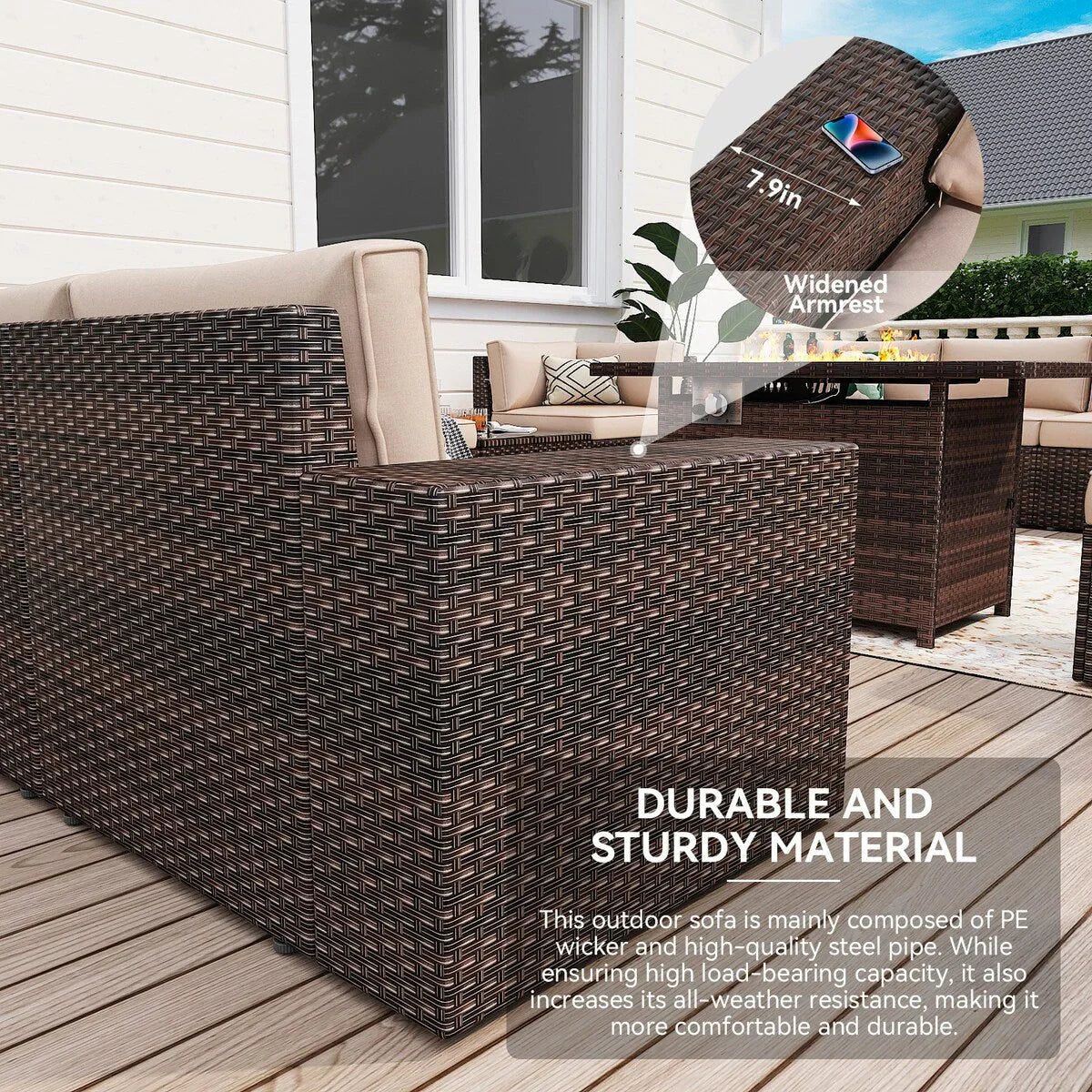 13 Pieces Patio Furniture Set with 44Fire Pit Table – Image 4