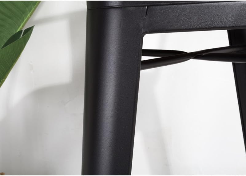 Kosmi Lot de 4 tabourets de Bar en métal Noir Mat Style Industriel avec Dossier et Assise en Bois Clair - Hauteur 66cm – Image 10