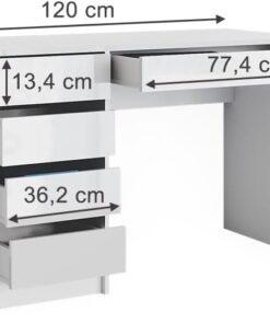 Alternative view of Vicco Coiffeuse Sherry, Blanc Haute Brillance, 120 cm sans Miroir