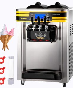 VEVOR Machine à Crème Glacée Molle 22-30L/h 2350W Machine à Glace Italienne Trémie 6L Sorbetière Glace à l’Italienne Pré-Réfrigération Décongélation en Un Clic 3 Saveurs Sundae Yaourt Café Snack-Bar