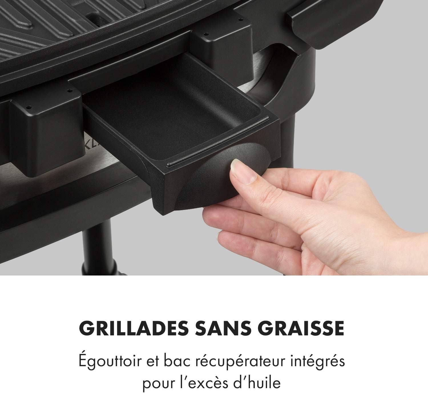 Klarstein Gatsby Gril électrique sur pied Gril de table : 2000 W, EasyGrill Concept, surface de gril: 40 x 36 cm/aluminium moulé sous pression/antiadhésif/couvercle, deux tables d'appoint, noir – Image 8