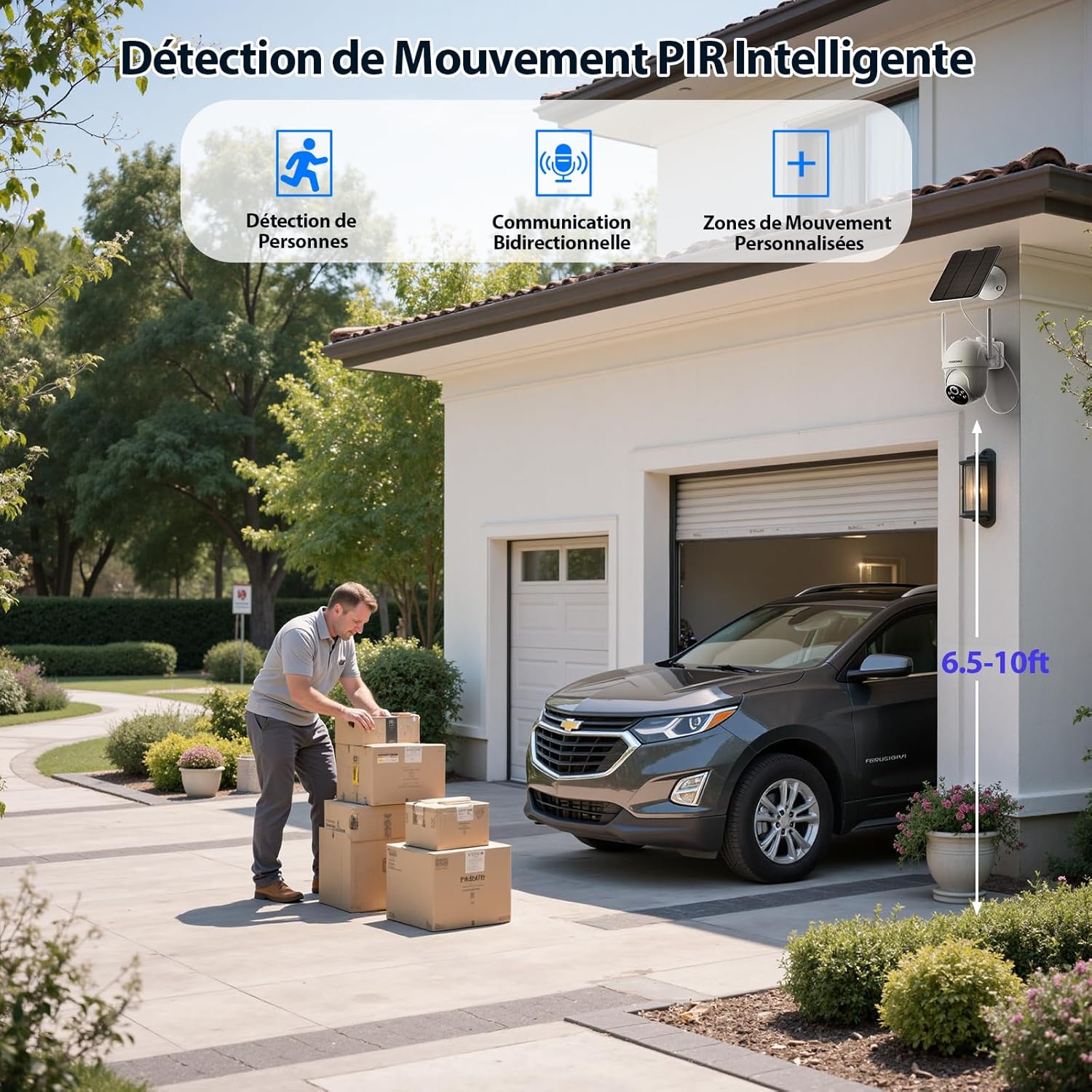2K Camera Surveillance WiFi Exterieure Solaire, Kit 4 Caméras avec Homebase, Zéro Frais, PTZ 360°, Stockage Local 64G, 4MP Caméra sans Fil avec Détection Mouvement PIR, Vision Nocturne – Image 8