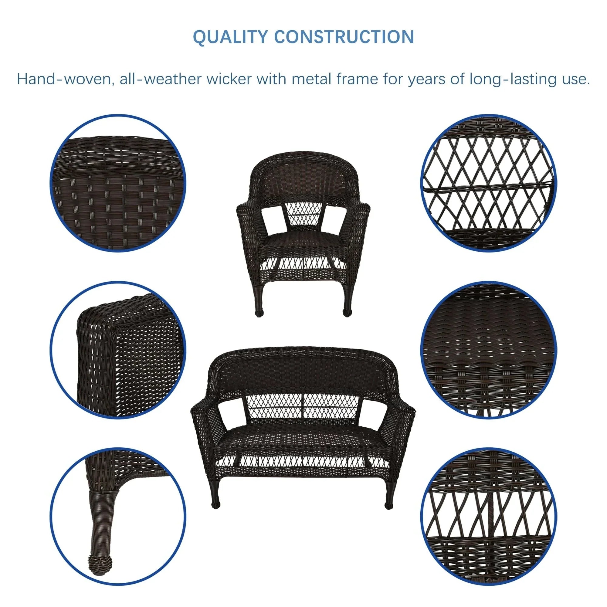 Wicker Patio 4-piece Conversation Set – Image 25