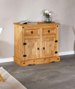 Alternative view of IDIMEX Buffet Salsa Commode bahut vaisselier en Bois Style Mexicain avec 2 Portes battantes et 2 tiroirs, en pin Massif Finition teintée/cirée