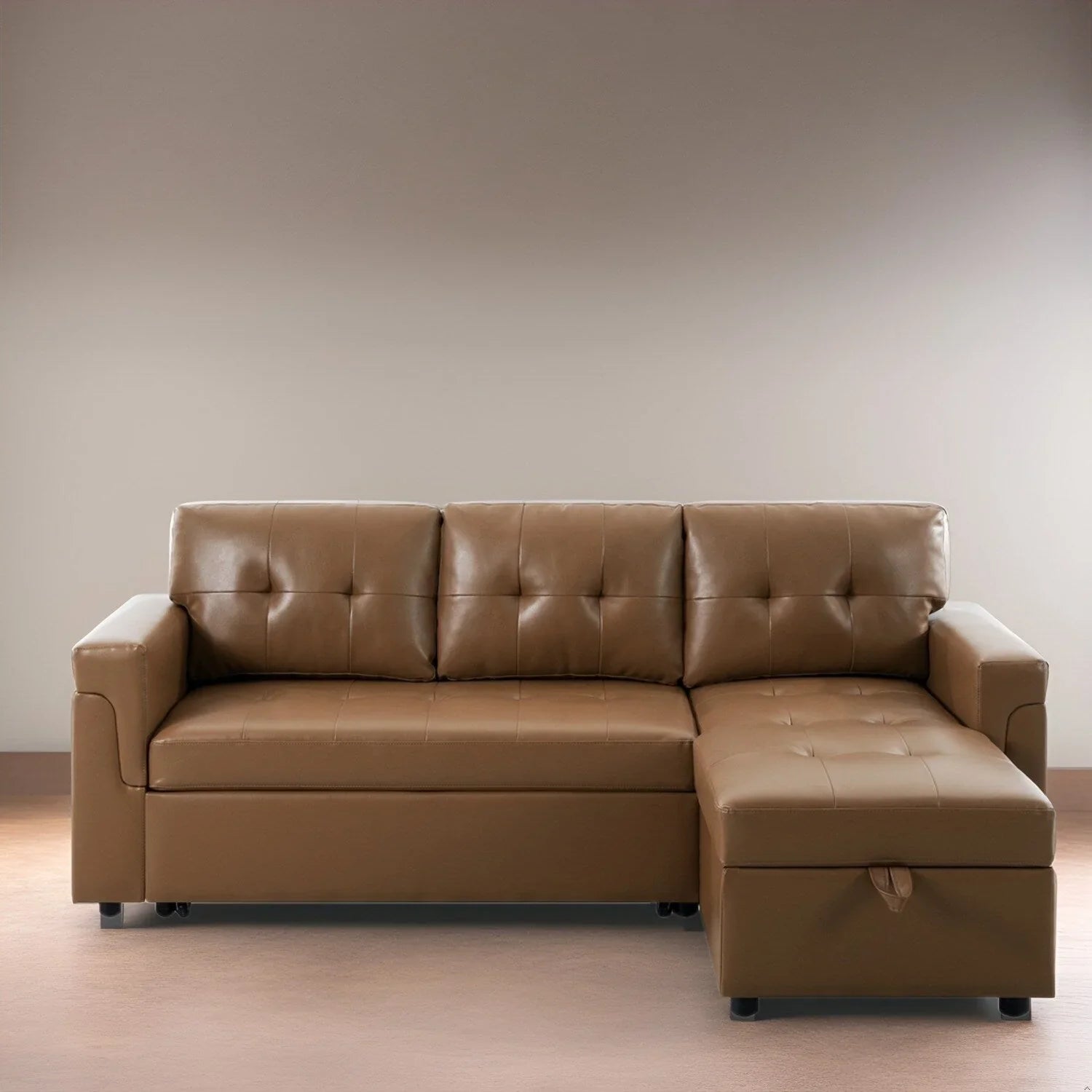 Convertible Reversible Sectional Sofa with Pull-Out Sleeper Bed, Hidden Storage Chaise, and Durable Legs – Image 106