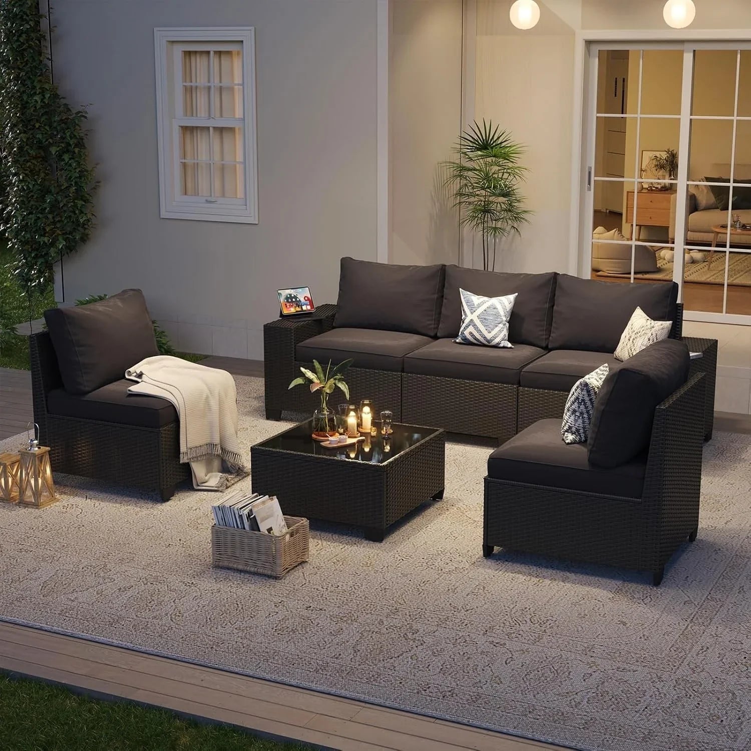 Outdoor Patio Furniture Sets with 4in Thicken Cushion – Image 29
