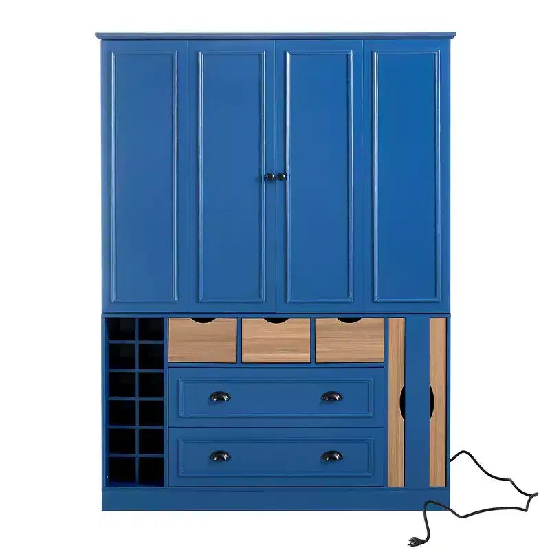 Whisen 71'' Tall Freestanding Kitchen Pantry, Large Dining Storage Cabinet Cupboard Sideboards With 4 Foldable Doors, Shelves, Wine Racks – Image 22