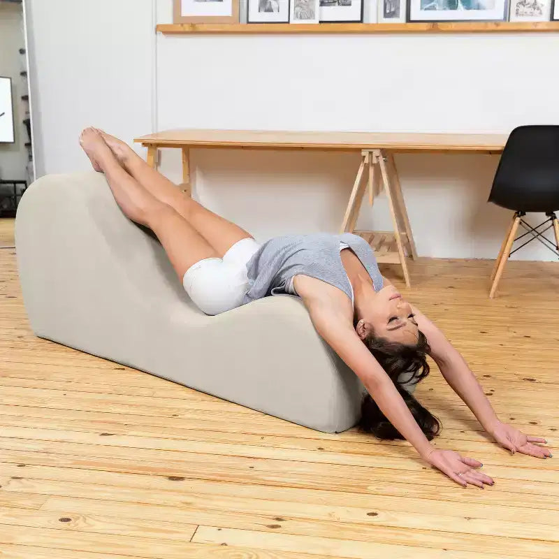 Avana Sleek Chaise Lounge for Yoga - Made in The USA - Great for Stretching, Relaxation, Exercise & More, 60D x 18W x 26H Inch, Light Grey – Image 18
