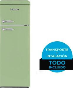 Alternative view of SCHNEIDER SCDD208VVA, Réfrigérateur 2 portes, 211L (172+39), Froid statique, Dégivrage automatique, 3 clayettes verre, Thermostat réglables, Pieds réglables,Vert amande