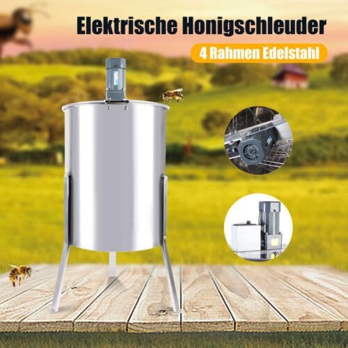 XUEMANSHOP Essoreuse à miel électrique 140 W, essoreuse à miel manuelle avec cadre, plage de vitesse de rotation 0-270 tr/min, apiculteurs et apiculteurs, accessoires pour 4 nids d'abeilles – Image 2