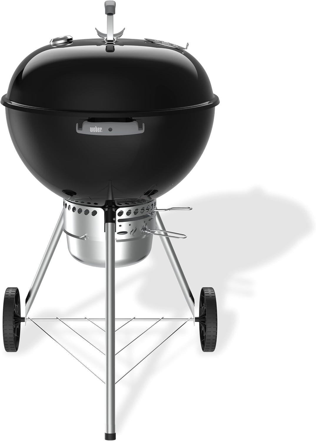 Weber Original Kettle Premium barbecue à charbon/couvercle et cuve en acier émaillé, grille 57 cm, système One-Touch de nettoyage, thermomètre intégré, trépied avec roulettes, noir – Image 2