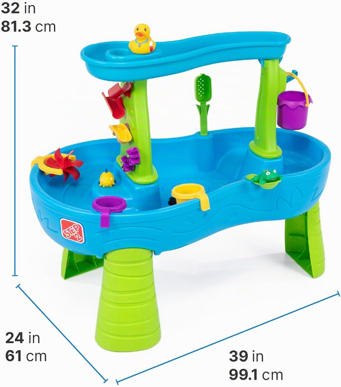 Step2 Rain Shower Splash Table d'eau avec 13 Accessoires - Bleu & Vert | Jeu extérieur Aquatique | Activité pour Le Jardin – Image 9