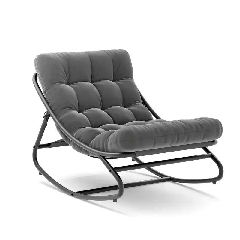 Oversized Rocking Chair, Heavy Duty Metal Frame, 400 LBS Capacity, Comfortable Lounge Rocker, for Porch, Garden, Living Room – Image 16