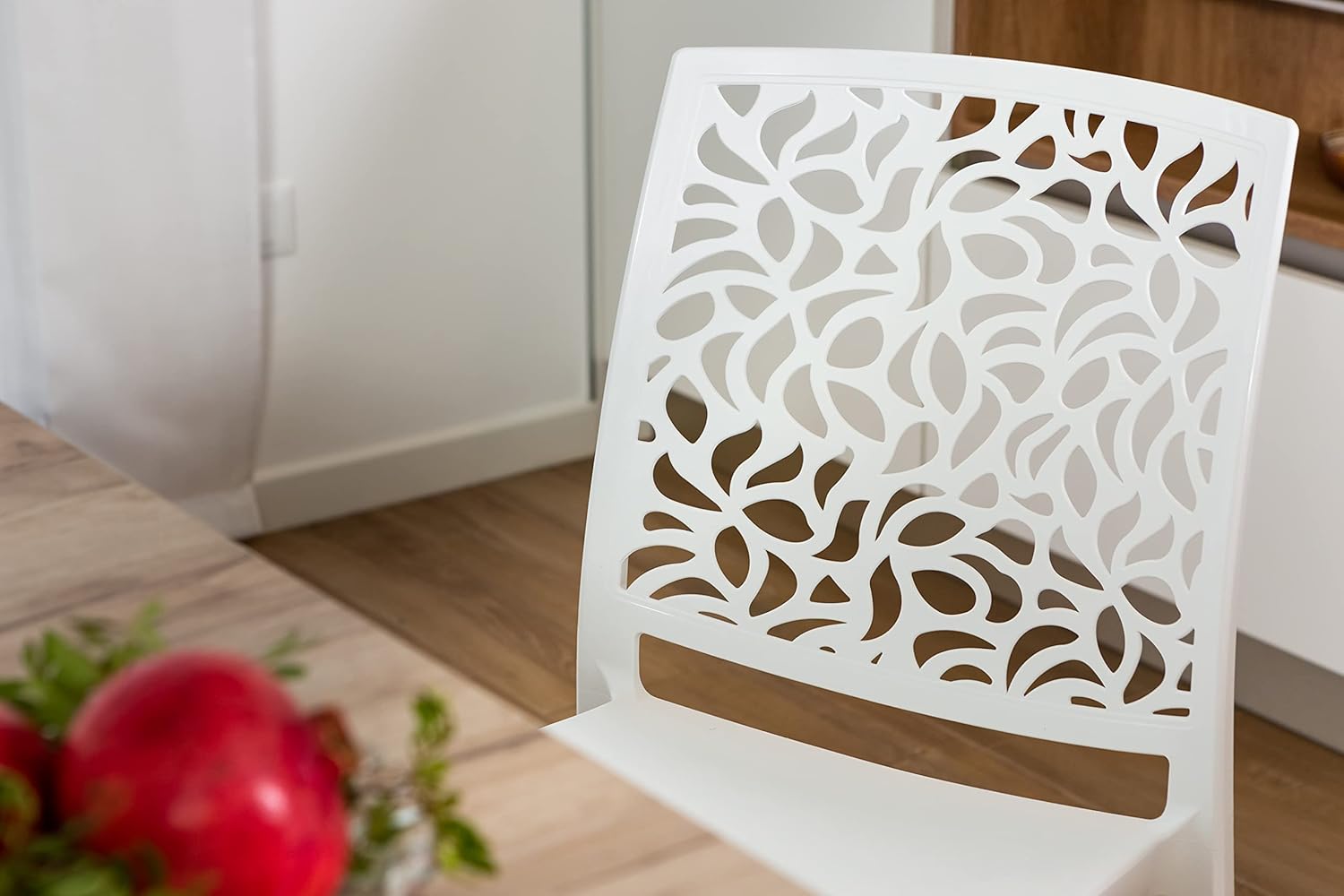SIEDITI FUORI E DENTRO Chaises en résine avec Fibre de Verre empilables pour intérieur/Cuisine/Salle à Manger et extérieur/Jardin Anna (4 Chaises, Blanc) – Image 4