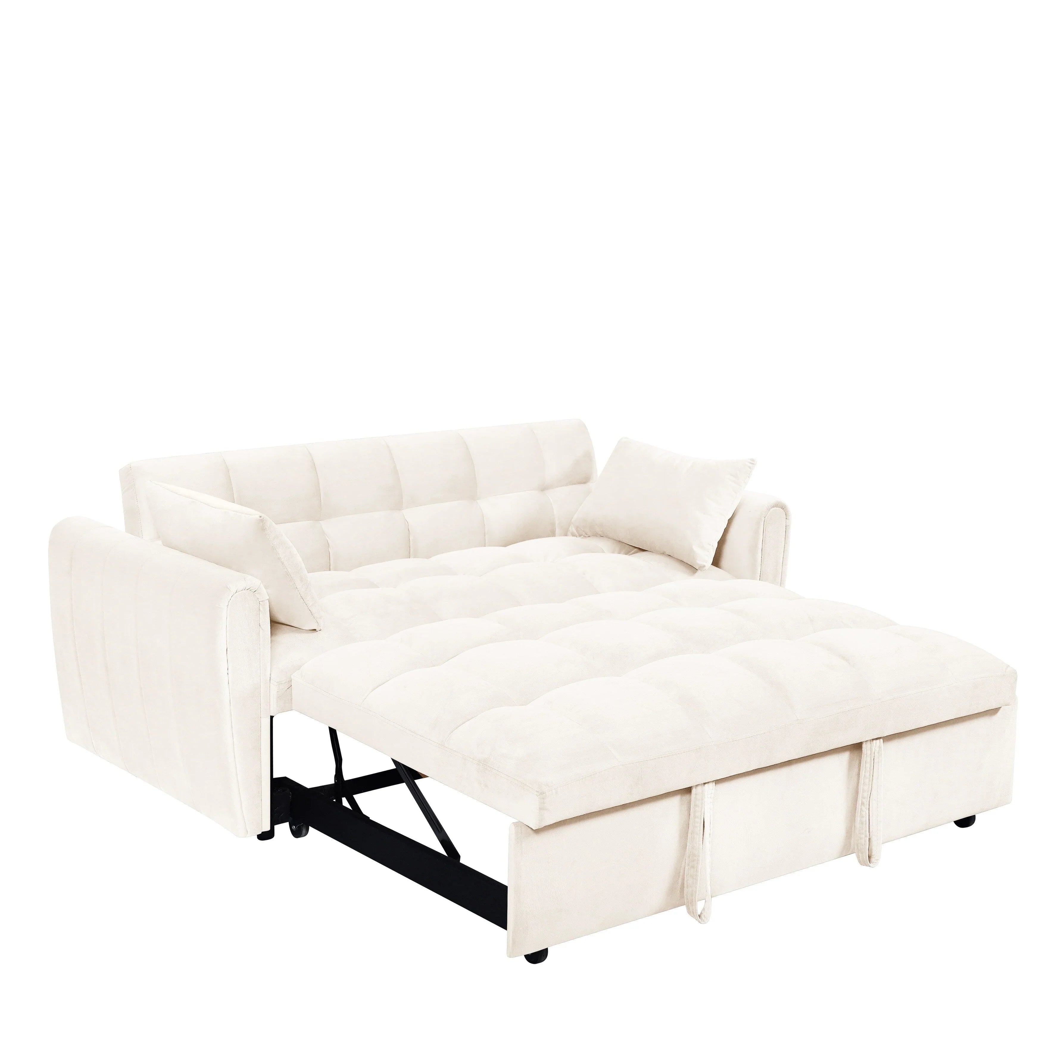 64.96 Velvet 3-in-1 Convertible Sofa Bed with Adjustable Back, Storage Pocket, and 500lb Weight Capacity – Image 19