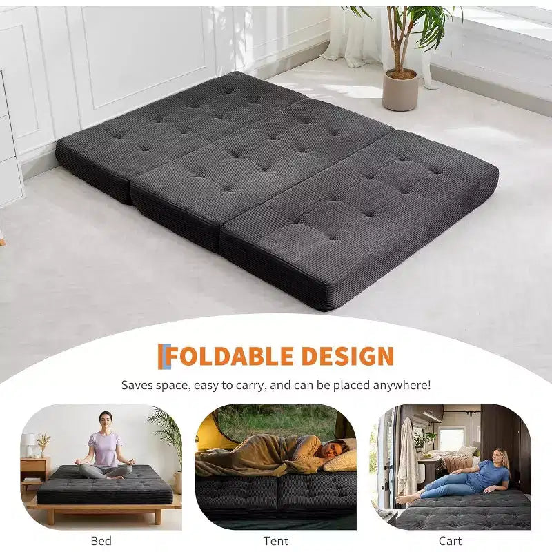 39x75 Tri-Fold Memory Foam Sofa Bed 6 Tufted Mattress – Image 5