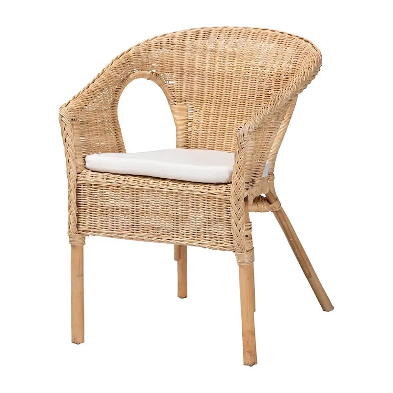 Abbey Modern Bohemian Natural Rattan Dining Chair – Image 2
