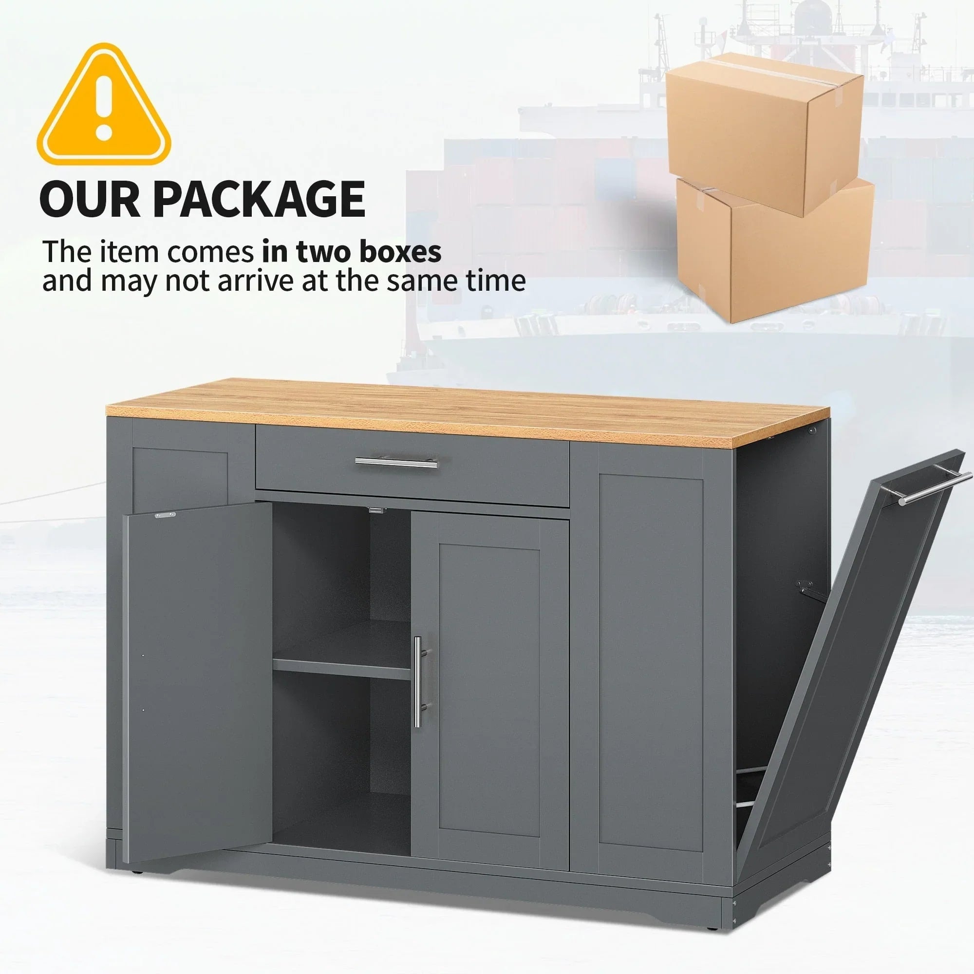 Moasis 53-inch Rolling Kitchen Island Storage Cabinet Portable Mobile Kitchen Cart – Image 19
