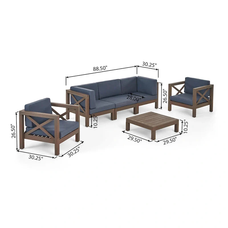 Brava Outdoor Acacia Wood 6-piece Chat Set by Christopher Knight Home – Image 36