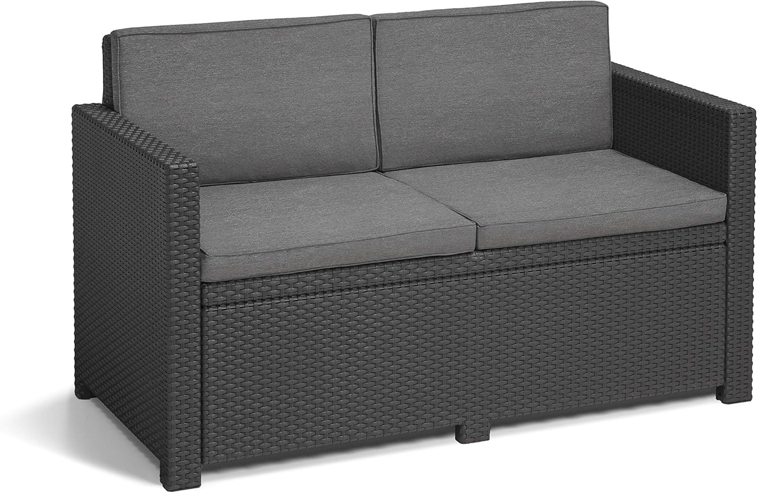 Allibert by Keter Monaco Salon de Jardin 4 pièces, Graphite/Gris, avec Coussins d'assise et de Dossier, en Plastique, Aspect rotin Plat – Image 4
