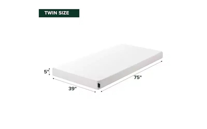 Zinus 5 Twin Cooling Essential Memory Foam Mattress, Fiberglass-Free, Medium Feel, Breathable Cooling Layers, Certified Safe Materials – Image 6