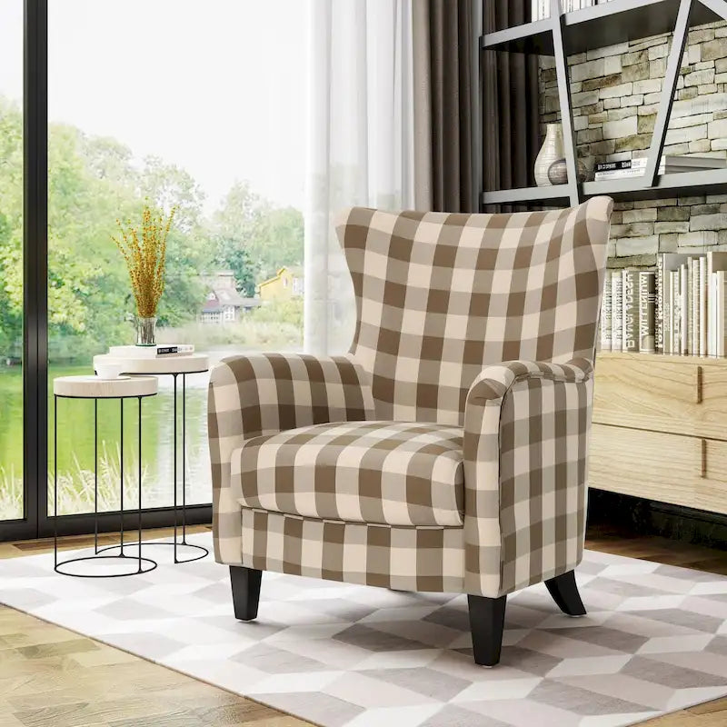 Modern Retro 30.25 High Back Upholstered Arm Chair with Wood Legs for Living Room – Image 32