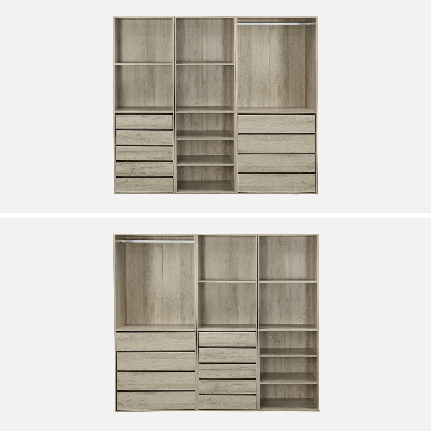 sweeek - Kit Dressing modulable 3 éléments MODULO. Naturel. 200 x 45 x 180 cm – Image 5