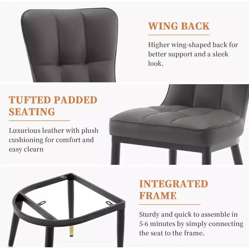 Bekrvio Dining Room Chairs Set of 6, Modern Upholstered Faux Leather Seat with High Back, Metal Legs, Armless Kitchen Chairs for Living Dinning Room – Image 46