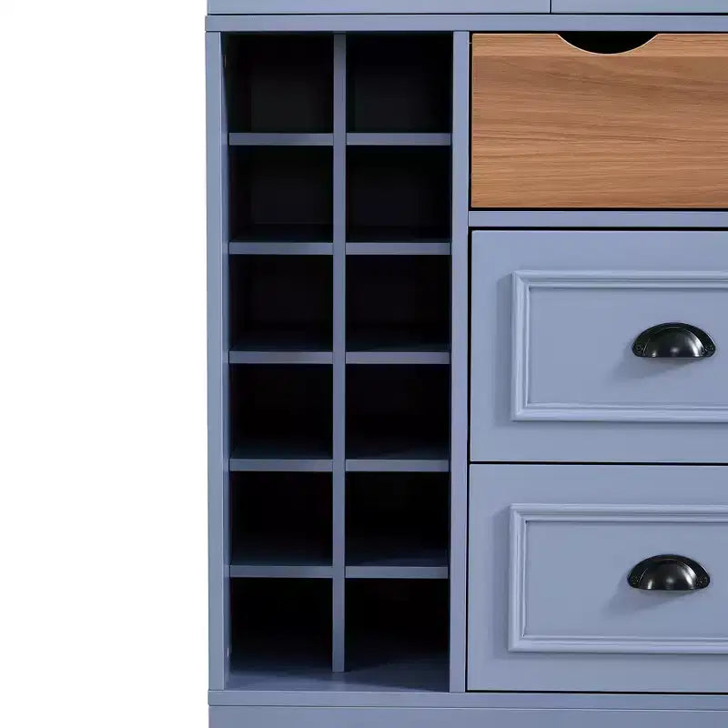 Whisen 71'' Tall Freestanding Kitchen Pantry, Large Dining Storage Cabinet Cupboard Sideboards With 4 Foldable Doors, Shelves, Wine Racks – Image 41