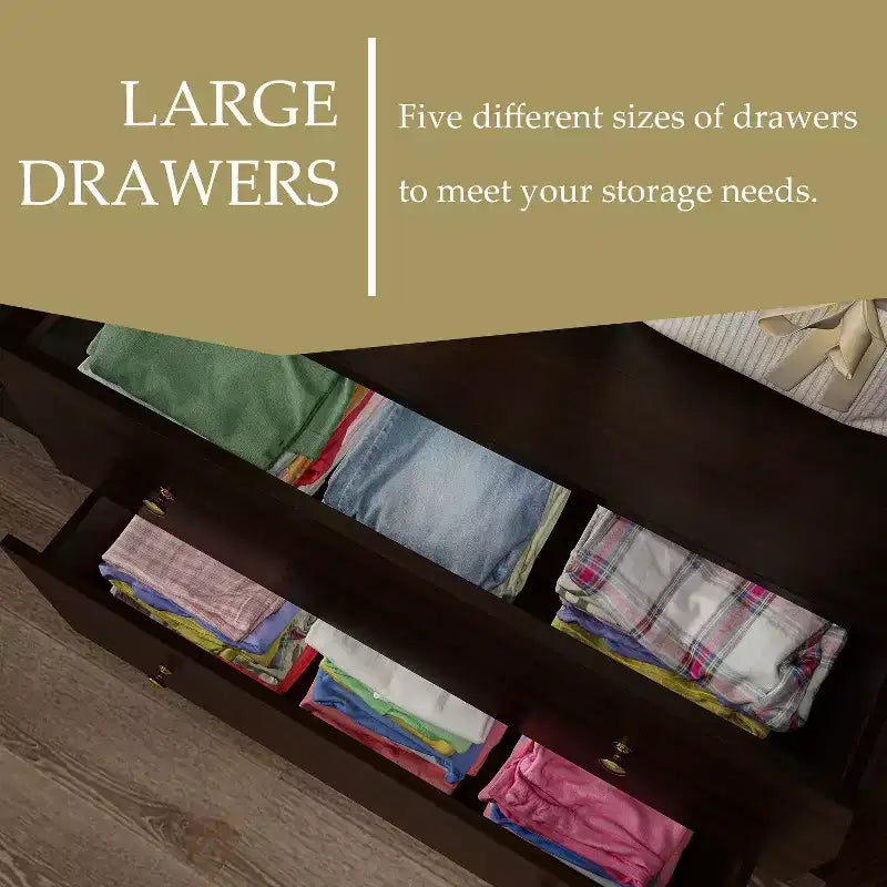 Hitow Armoire 2-Large Drawer Center Hanging Area with Mirror Minimalist Style – Image 9