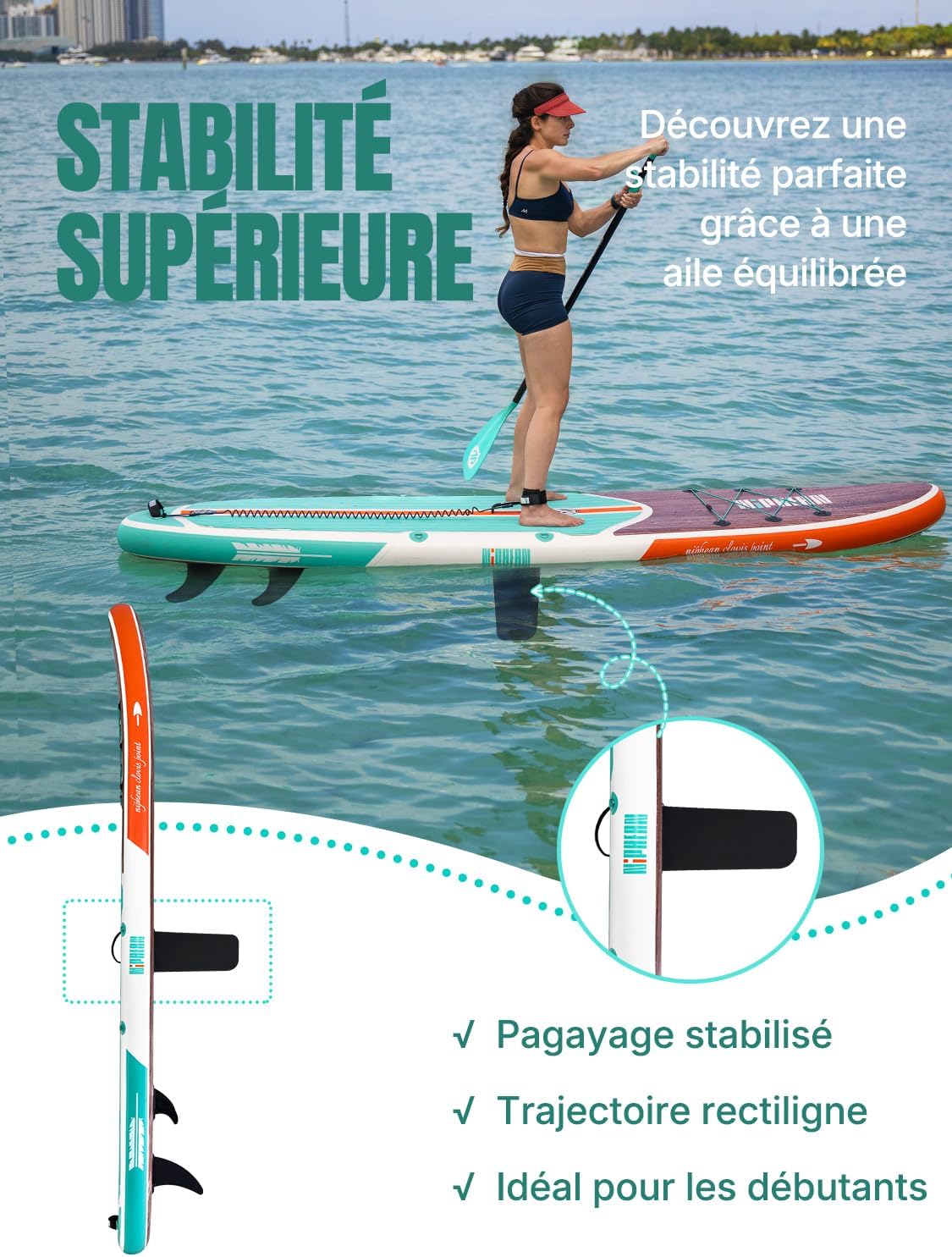 Niphean Paddle Gonflable Adulte avec Tous Les Accessoires, 320cm Planches de Stand Up Paddle Gonflables pour Tous Les Niveaux, Sup avec Capacité 200 kg pour 2 Personnes, Paddle Gonflable avec Siège – Image 5